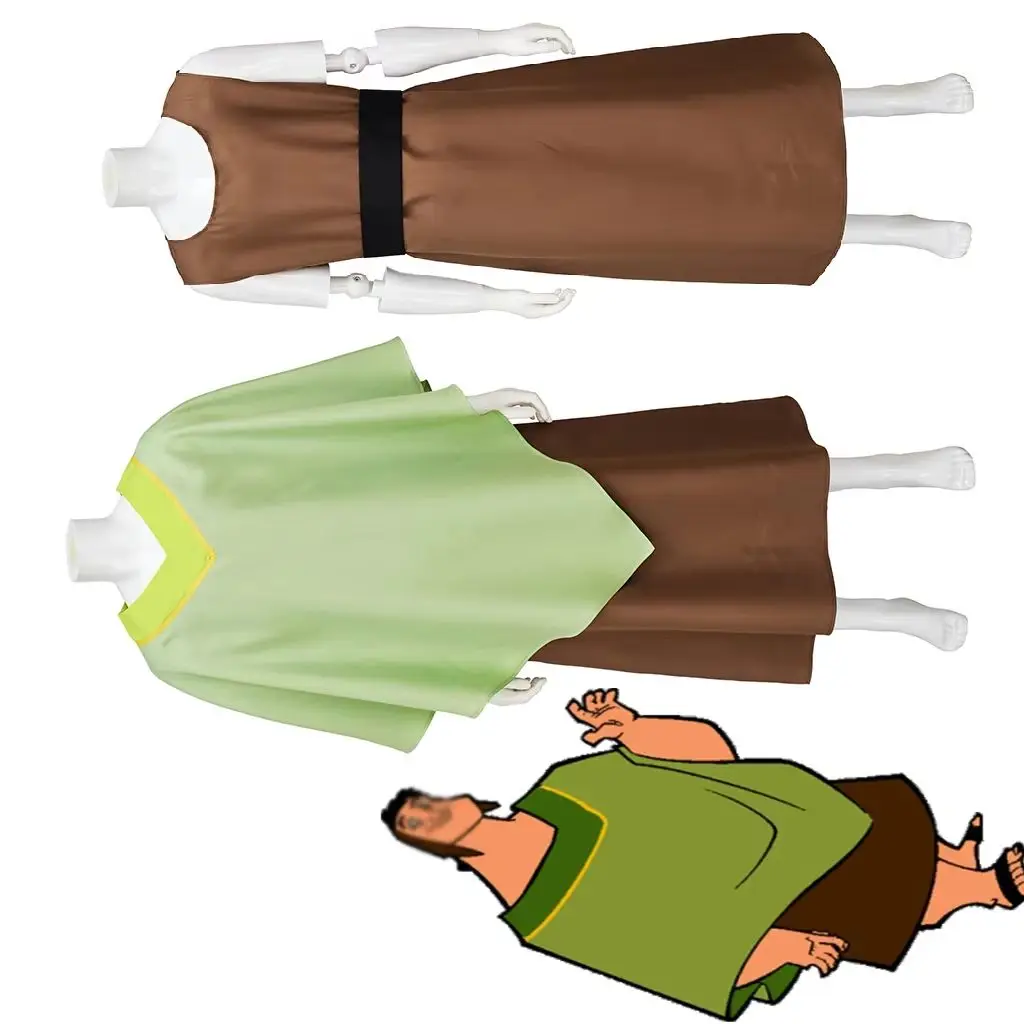 

Anime Emperor Kuzco Pacha Cosplay King Costume Men's Sleeveless Robe with Green Cape Halloween Carnival Party Fancy Show Outfits