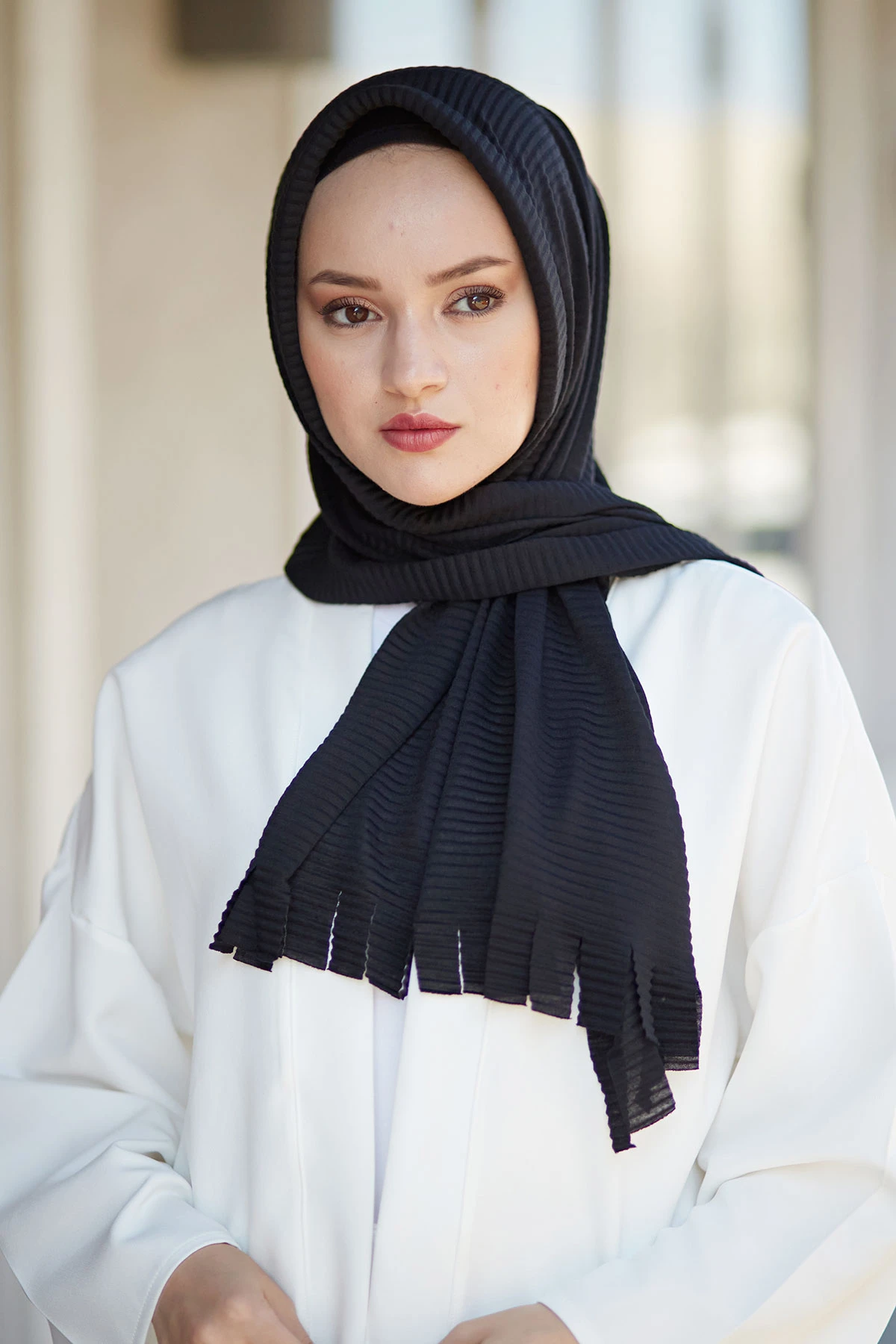 

Hijap Piliseli Practical Shawl-Black Winter Autumn 2021 Muslim Women Hijab headscarf Islamic Turkey