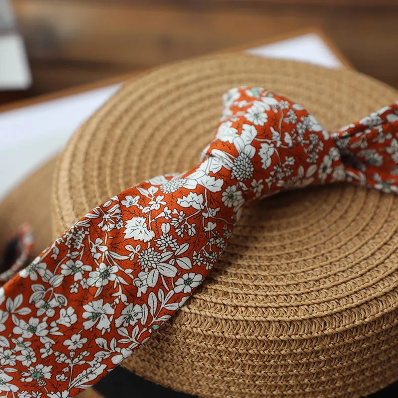 남녀 공용 캐주얼 플로럴 코튼 타이, 파티, 비즈니스, 웨딩, 성인 정장용 선물 넥타이