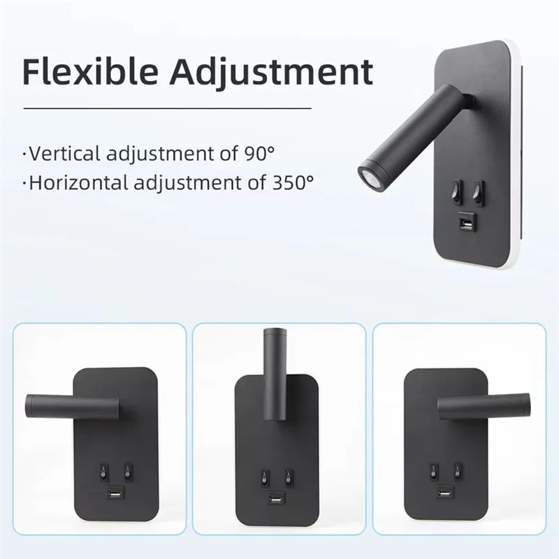 

ABVA-Настенное бра для спальни, вращающийся USB-порт, настенные точечные светильники, светодиодный настенный светильник, шкаф