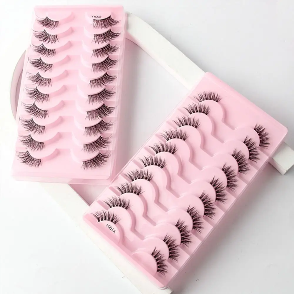 Short Natural Look Half Eyelashes Faux Mink Lashes Cat Eye False Eyelashes Half Lashes with Clear Band