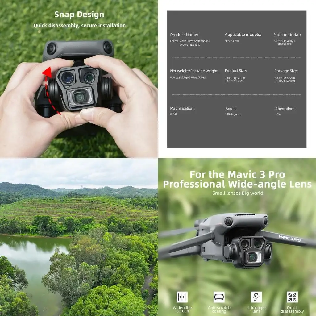 

B03F for Mavic3 Wide-Angle Lens by 35% Wide View Effect ToughCoating Lightweight Quick Install