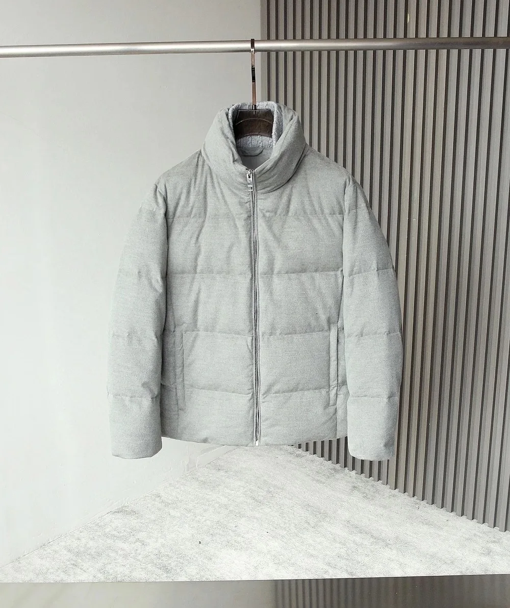 

Italian Sle Men's Thiened 95 White Du down Jaet Autumn Winter Warm Outerwear Cozy Fce Zipper Closure Casual Coat