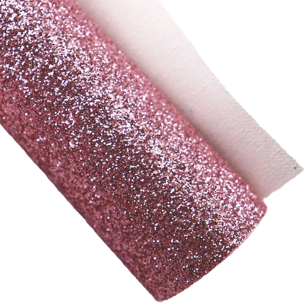 Rose Gold Chunky Fine Glitter Fabric Lichee Textured Faux Soft Smooth Synthetic Leather For DIY Bows Earring HD006