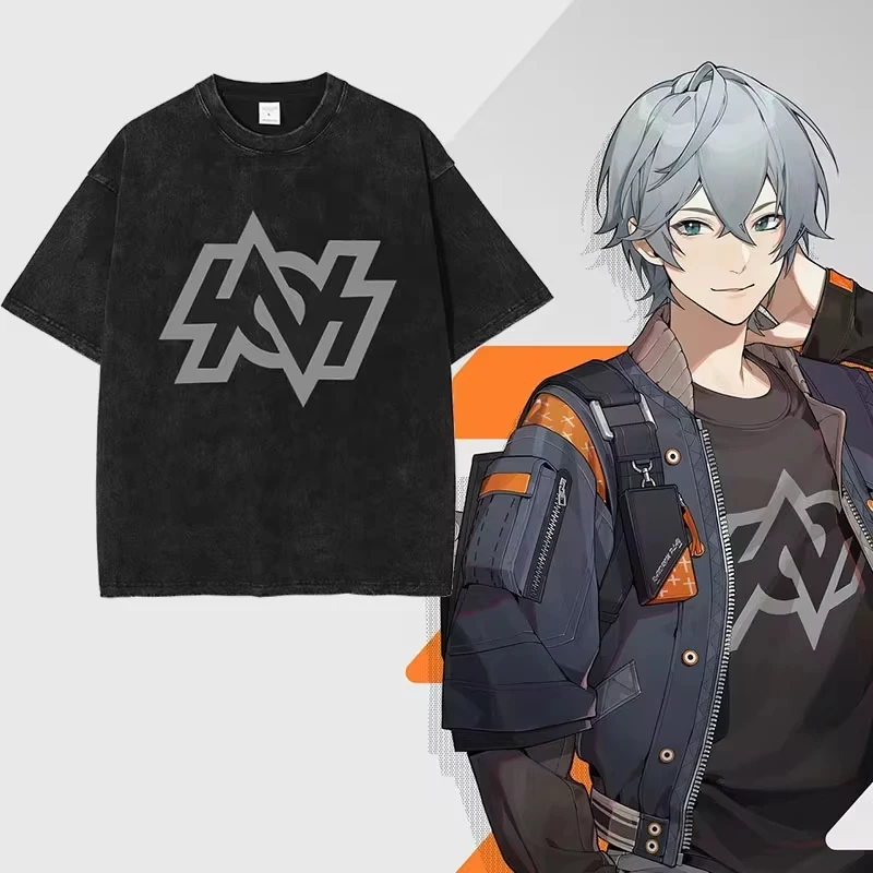 【セール中】ゼンレスゾーンゼロ Tシャツアニメヴィンテージウォッシュコスプレトップス Tシャツ DTG プリント Tシャツカジュアルファッション男性女性綿服