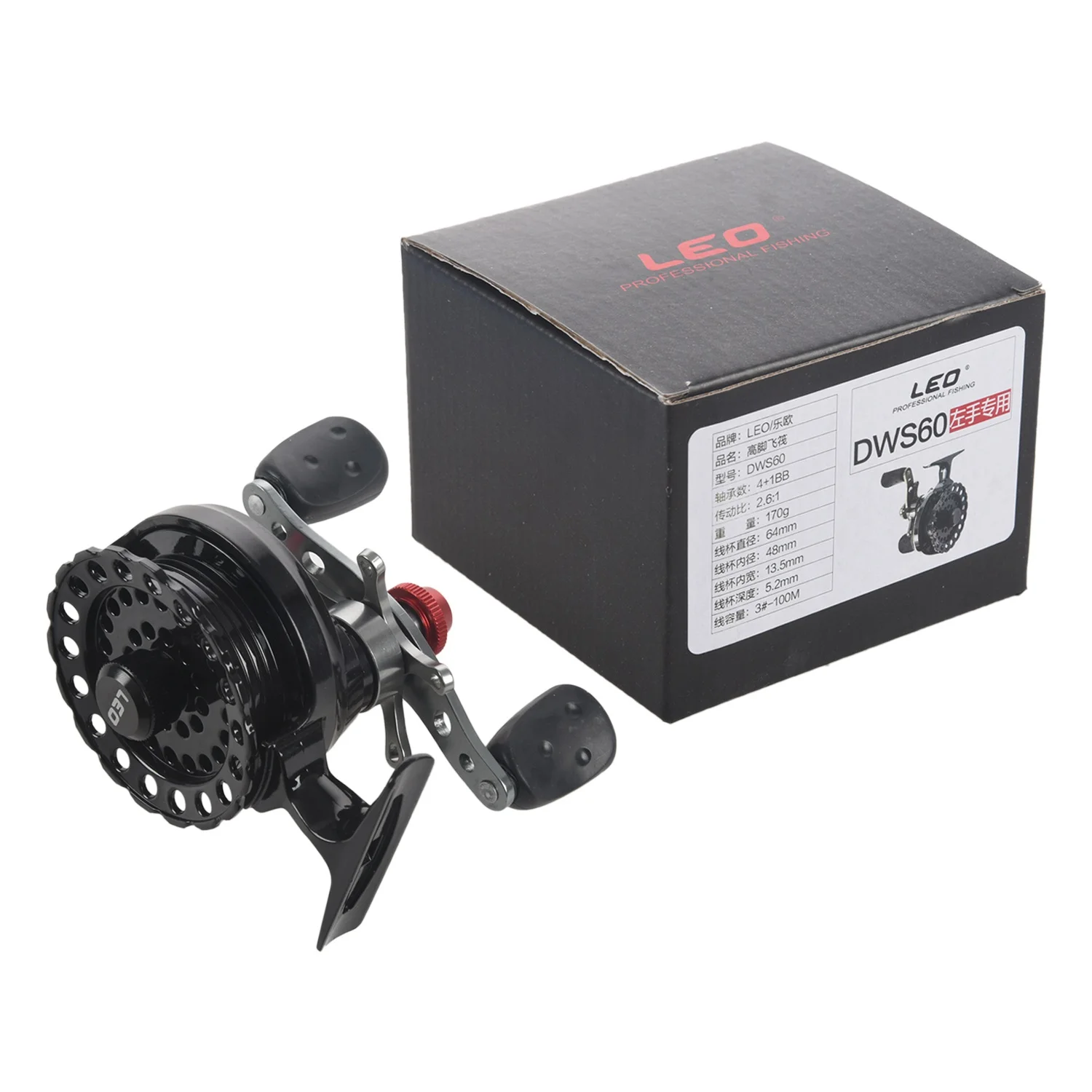 LEO DWS60 4 + 1BB 2.6:1 65MM Fly Fishing Reel Wheel with High Foot Fishing Reels Left Hand Fishing Reel Wheels Rich