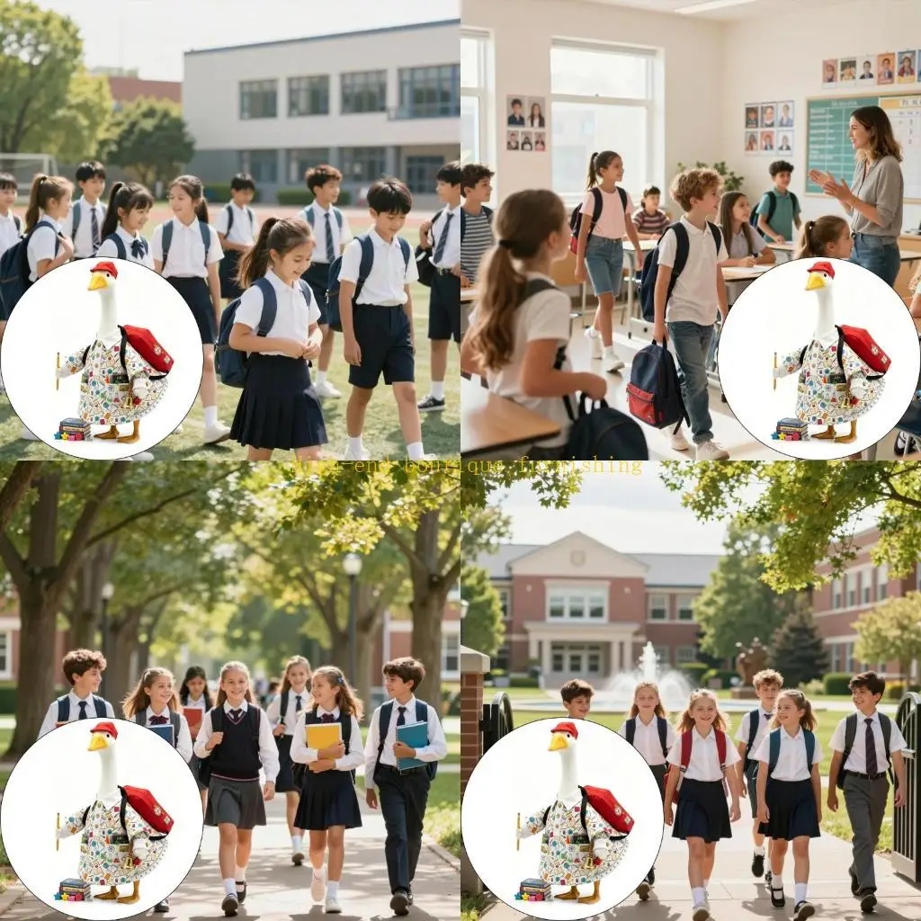 L9NB School Theme Porch Statue Outfit Set, Soft Polyester Cover for Entryway Welcome Display, Garden Presentation and Yard