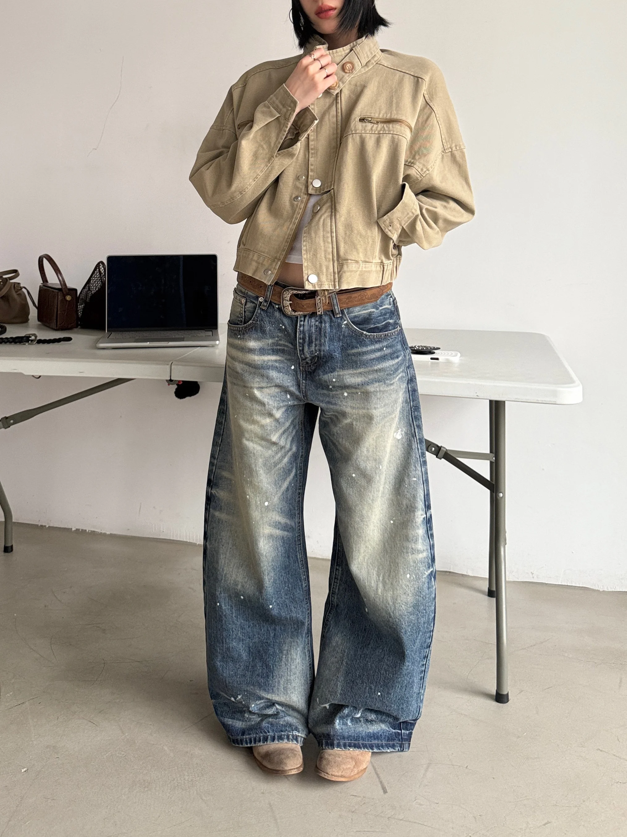 

XXDIRLY Премиум-джинсы с ножом на ощупь, тонкие прямые свободные драпированные повседневные хлопковые джинсовые женские модные джинсы