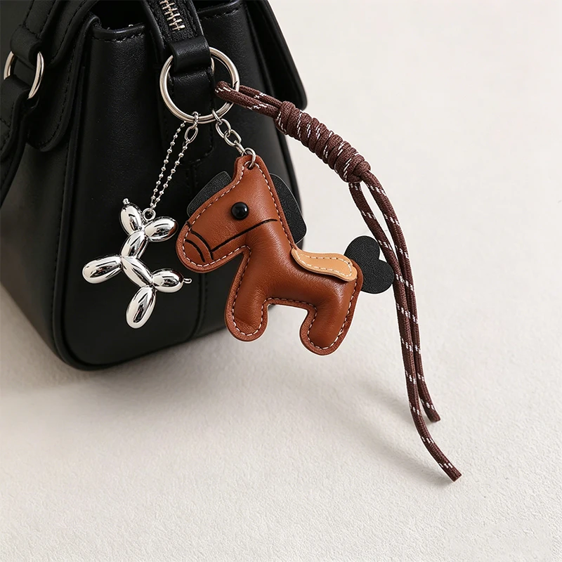 Women's Bag Charm Decoration Cartoon Rocking Horse Women's Leather Charm Bag Charm Key Chain Cute Balloon Dog Bag Accessories Gi