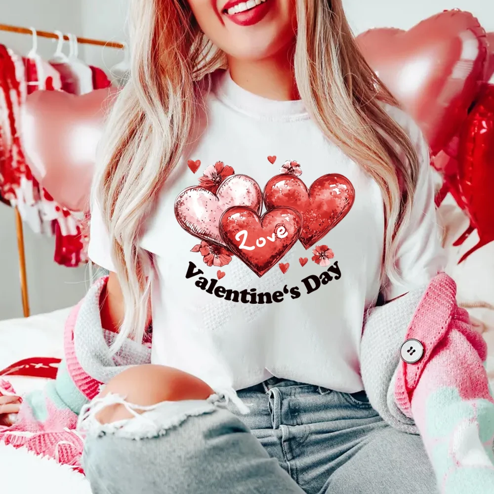 6 pegatinas de impresión por transferencia de calor con patrón de dibujos animados bonitos para el Día de San Valentín, pegatinas para planchar, impresión por transferencia de calor para ropa mixta