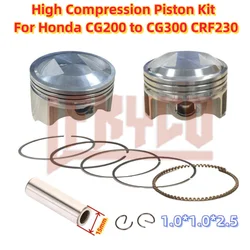 Motorcycle Accesory 65.5mm/70mm Bore for Honda CRF230F CG250 CG300 CG 200CC To 300CC High Compression Piston 15mm Pin Rings Kit