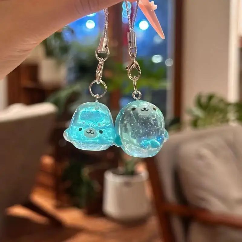 1/2/4 Stück Niedlicher Cartoon-Siegel-Schlüsselanhänger für Taschenanhänger aus Harz, Handy-Lanyard, Rucksackanhänger für Paare, Kawaii-Geschenk für Freundinnen und Mädchen, Accessoire – Detail 2
