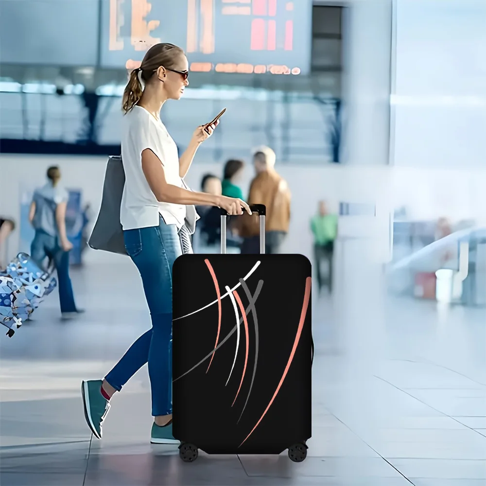 

1PC Abstract Streamlined luggage cover for luggage sizes 18-32 inches; dust and elastic travel accessories to effectively pro