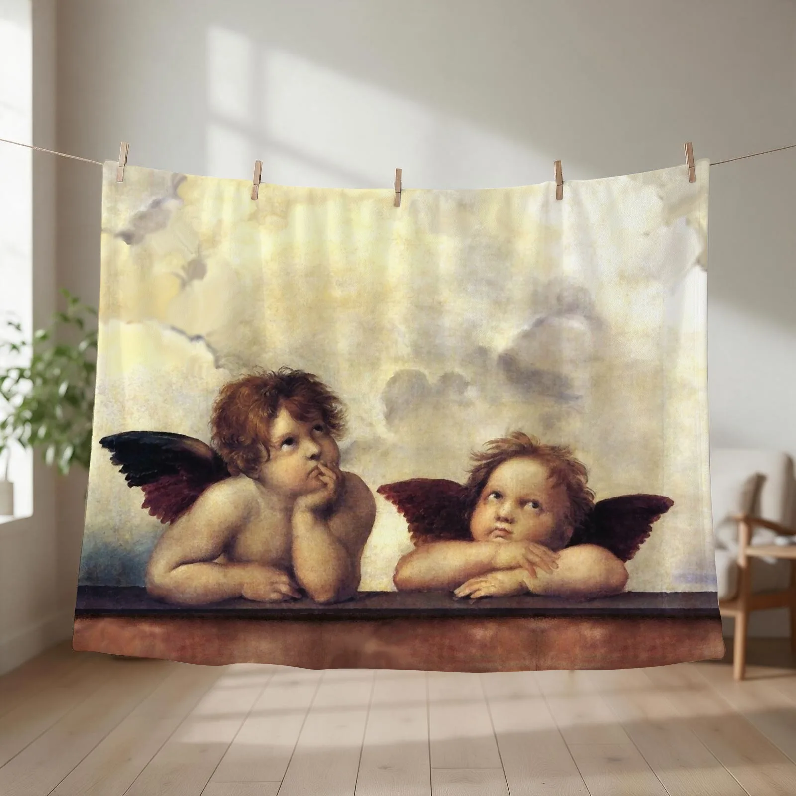RENAISSANCE ANGELS Winged Cherubs Throw Blanket couch cozy soft plush fuzzy picnic outdoor blanket