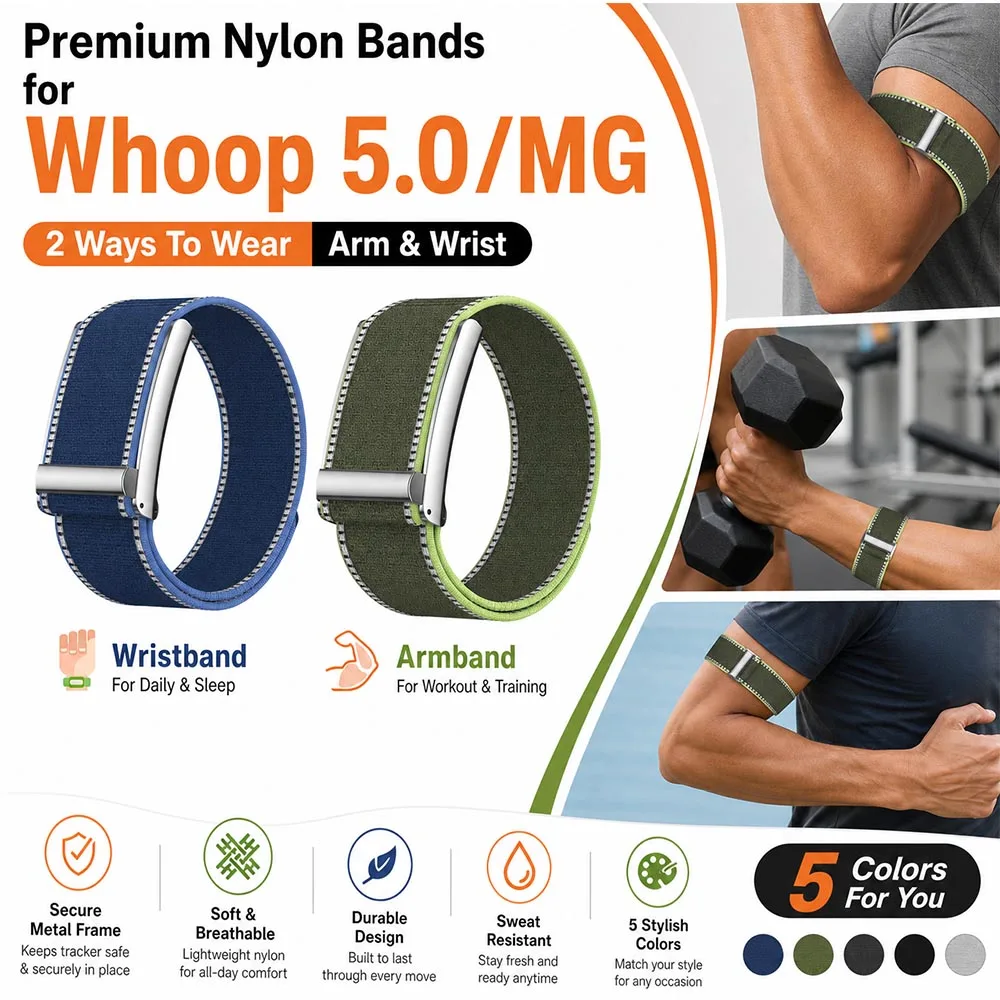 Nylon Armband for Whoop 5.0 MG Bicep Strap Wristband Fitness Tracker Replacement Band Metal Frame for Whoop 5.0 MG Accessoryy