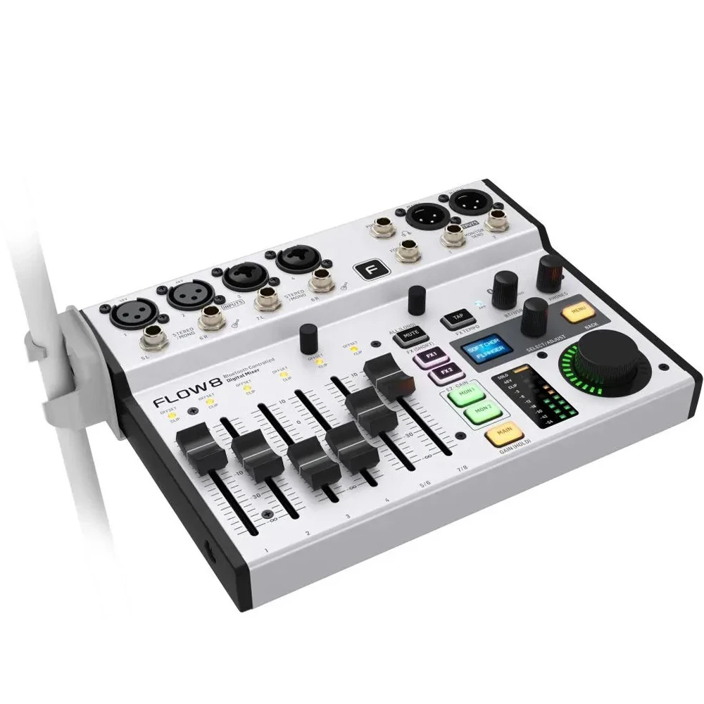 Flow8 Mini Digital Mixer Console 8-Channel with Bluetooth Audio App Control 2 FX Processors USB/Audio Interface Plastic & Metal
