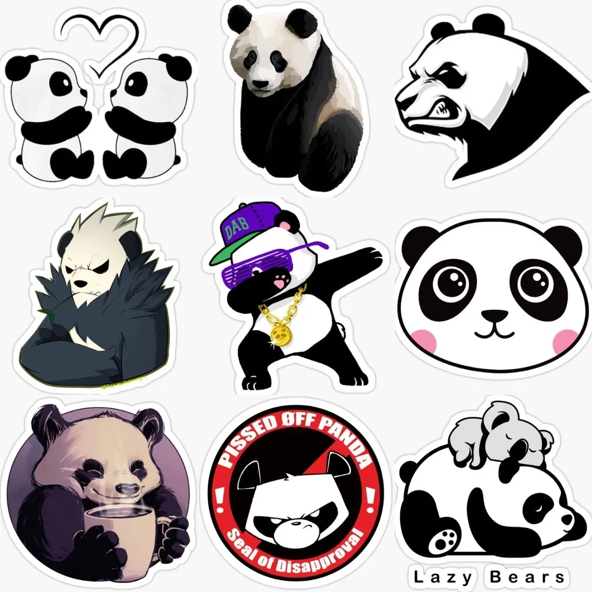 

Creative Panda PVC Material Stickers Accessories for Decorate Wall Room Fridge Table Car Window Helmet Camper Bumper Decal