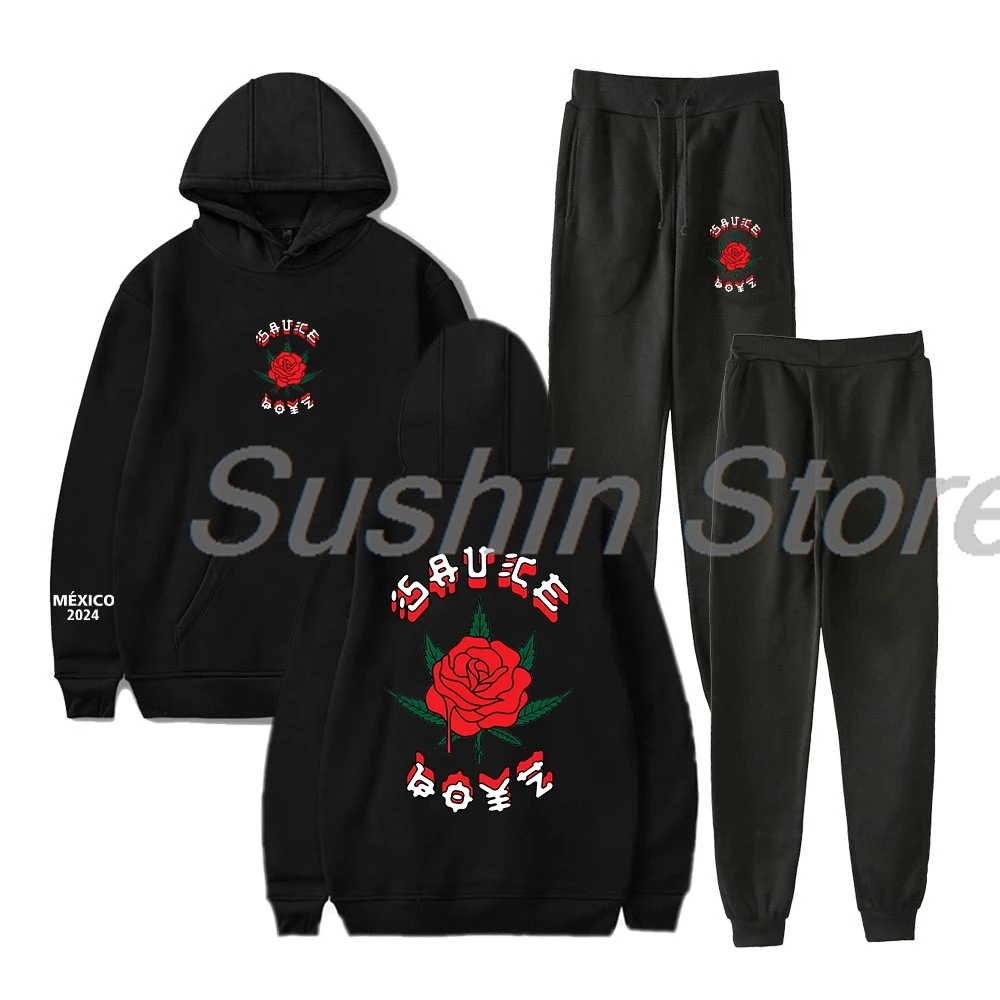 

Eladio Carrion Sauce Boyz Merch Mexico 2024 Logo Hoodie Jogger Pant Two Piece Set Sweatshirts+Sweatpants Women Men's Set