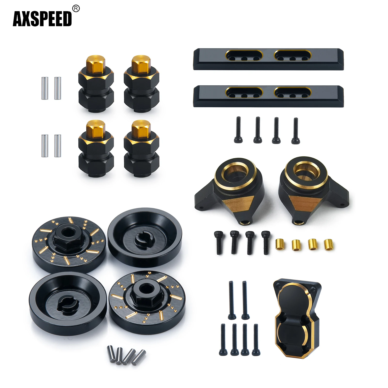 

AXSPEED Knuckle Cup/Diff Cover/Wheel Hex Extended Adapter/Brass Counterweight for 1/24 RC Crawler Car Axial SCX24 Accessories