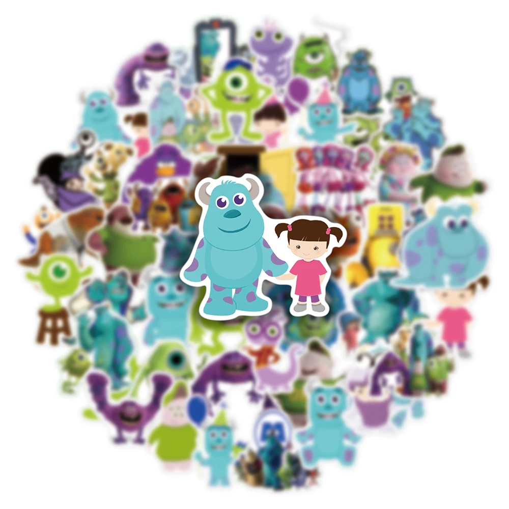 10/30/50 buah keren Monster Inc stiker kartun Disney stiker mainan DIY Notebook telepon Skateboard Laptop helm mobil stiker hadiah