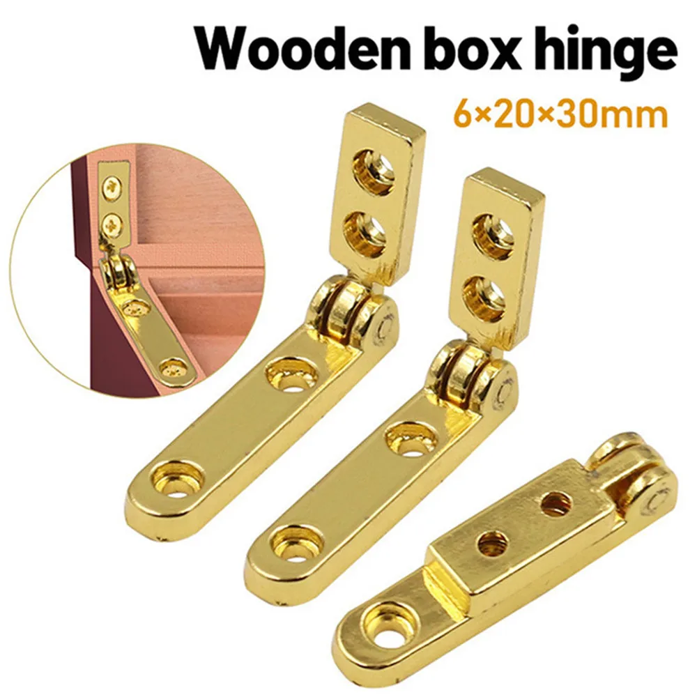 4pcs Golden Hinge Jewelry Box L-shape 90 Degree Folding Alloy Spring Support Hinges 30mm/1.2