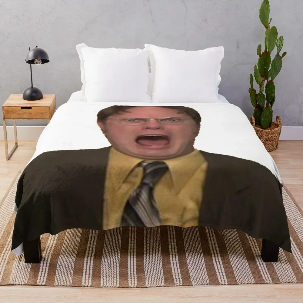 

Dwight Schrute Screaming Throw Blanket wednesday Plaid Blankets