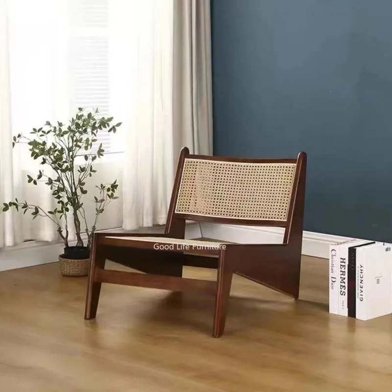 Nordic Home Chandigarh szezlong japoński krzesło z litego drewna pojedynczy balkon fotel wypoczynkowy krzesło rattanowe krzesło Sofa