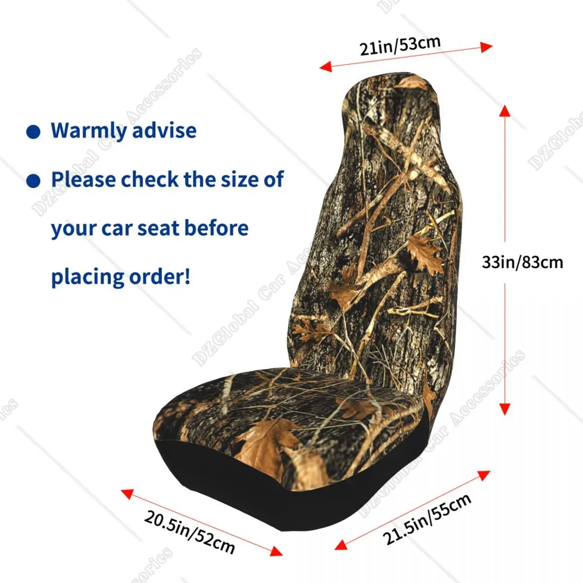 Autumn Camoflauge Printed Car Seat Covers for Front Seat 2-Pack Elasticity Automotive Seat Cover for Auto Truck Van SUV