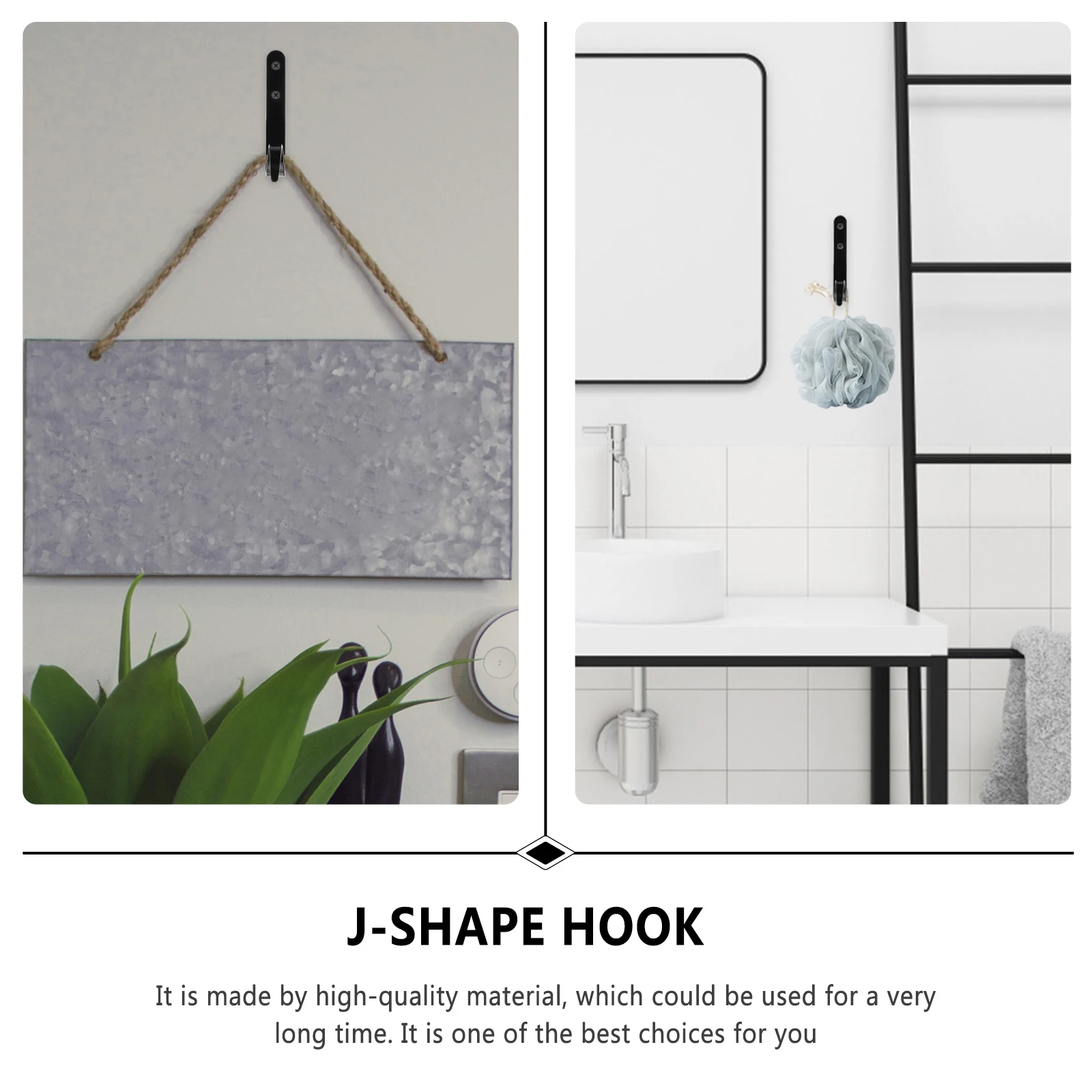

10pcs Hooks Hanger Hanging For Clothes J Shape Sturdy Bag Hooks Home Iron Coating Wear Resistant Space Saving