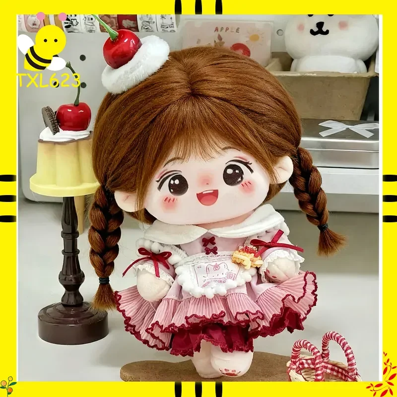 

Комплект одежды для хлопковой куклы 20 см: розовое платье с рюшами, заколка с вишней, аксессуары для плюшевых кукол