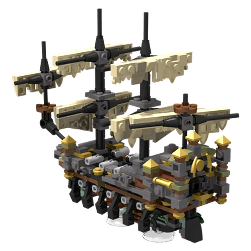 MOC Military Warship Ghost Ship Salazar's Battleship Mini Silent Mary 71042 Pirate ship Bricks Pirates Model Building Blocks Toy