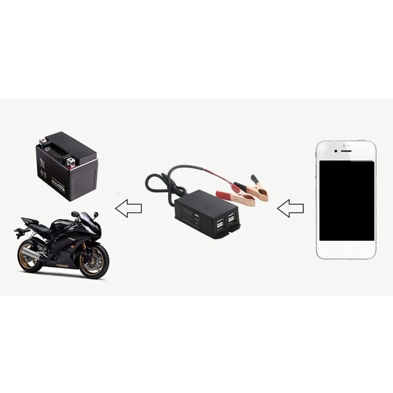 

y1gd 12V Battery Clip for Cellphone Tablet Car Motorcycle USB Charging Device Vehicle USB