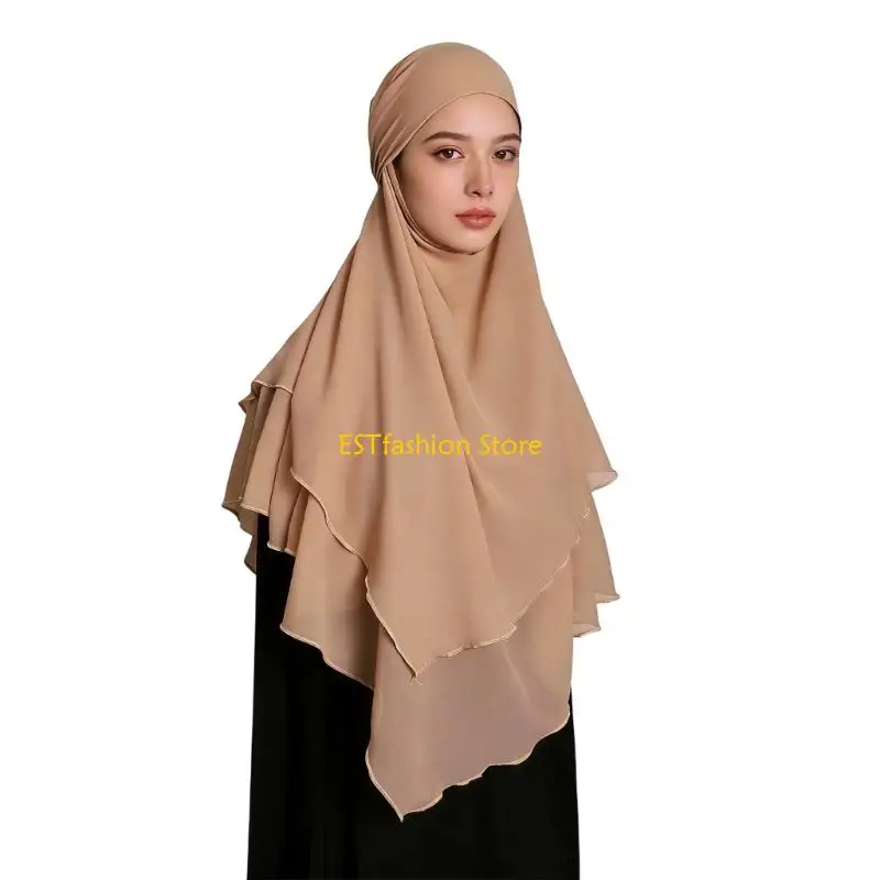

Y5GC Breathable Lightweight Scarf Shawl Double Layer Polyester Fabric for Women Comfort and Easy Wear