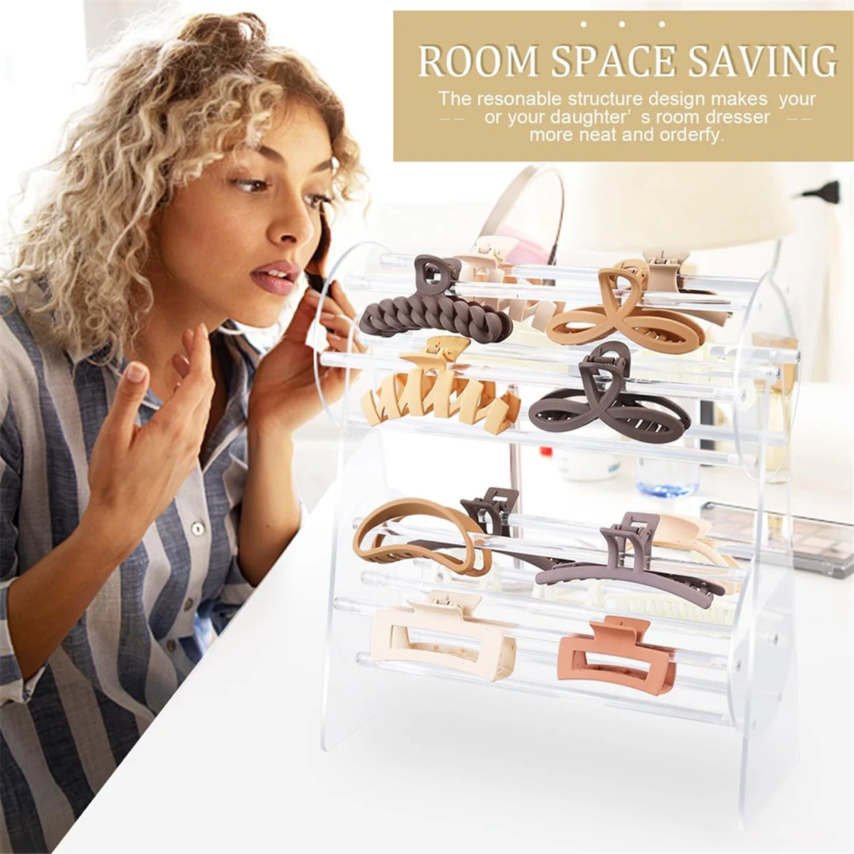 Y19AA Acrylic Claw Clip Organizer Holder,360-Degree Rotating Claw Clip Holder and Storage,Hair Clip Organizer Display