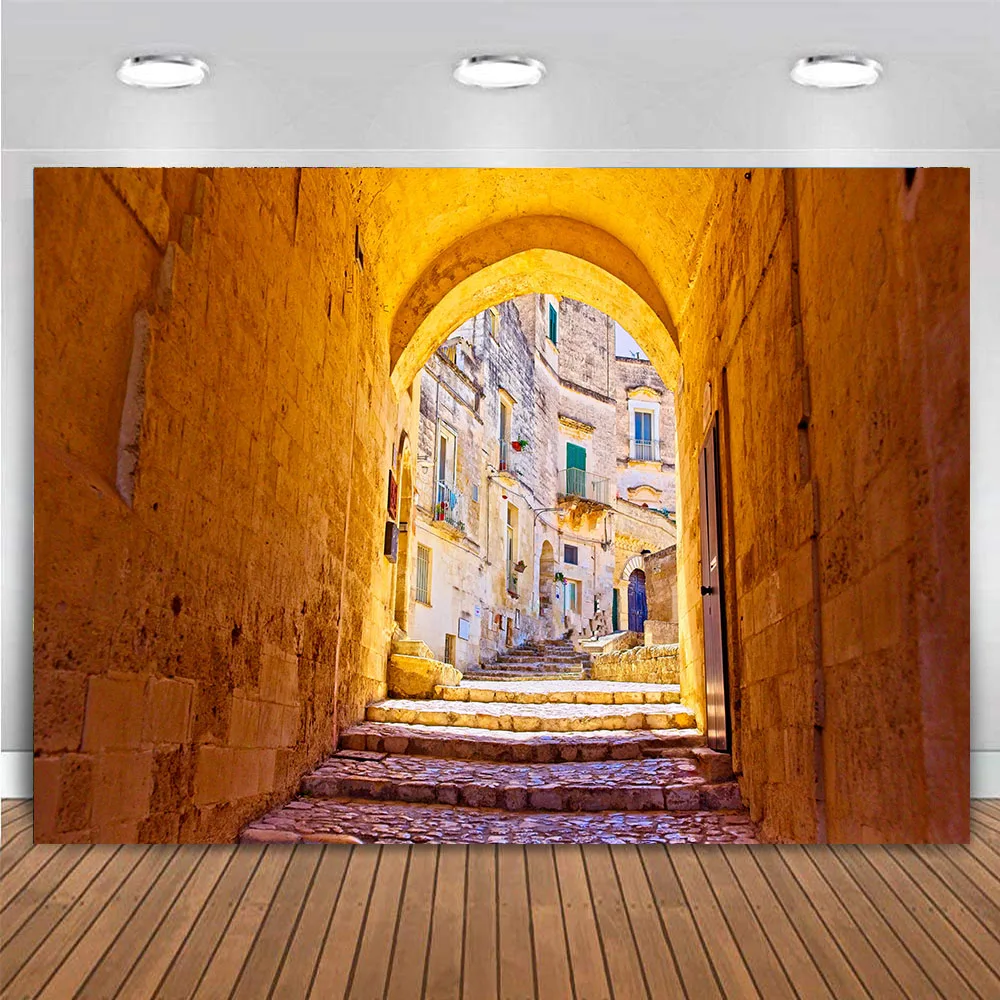 

Medieval Ancient Town Street Backdrop Old City Building Castle Stone Wall Italy Spain Birthday Party Decoration Background Vinyl