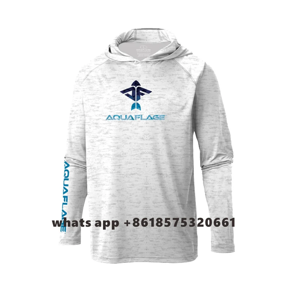 Aquaflage Sudadera con capucha de rendimiento para hombre, ropa de pesca de secado rápido, manga larga, Camuflaje Pro, equipo de pesca, protección UPF 50, Verano