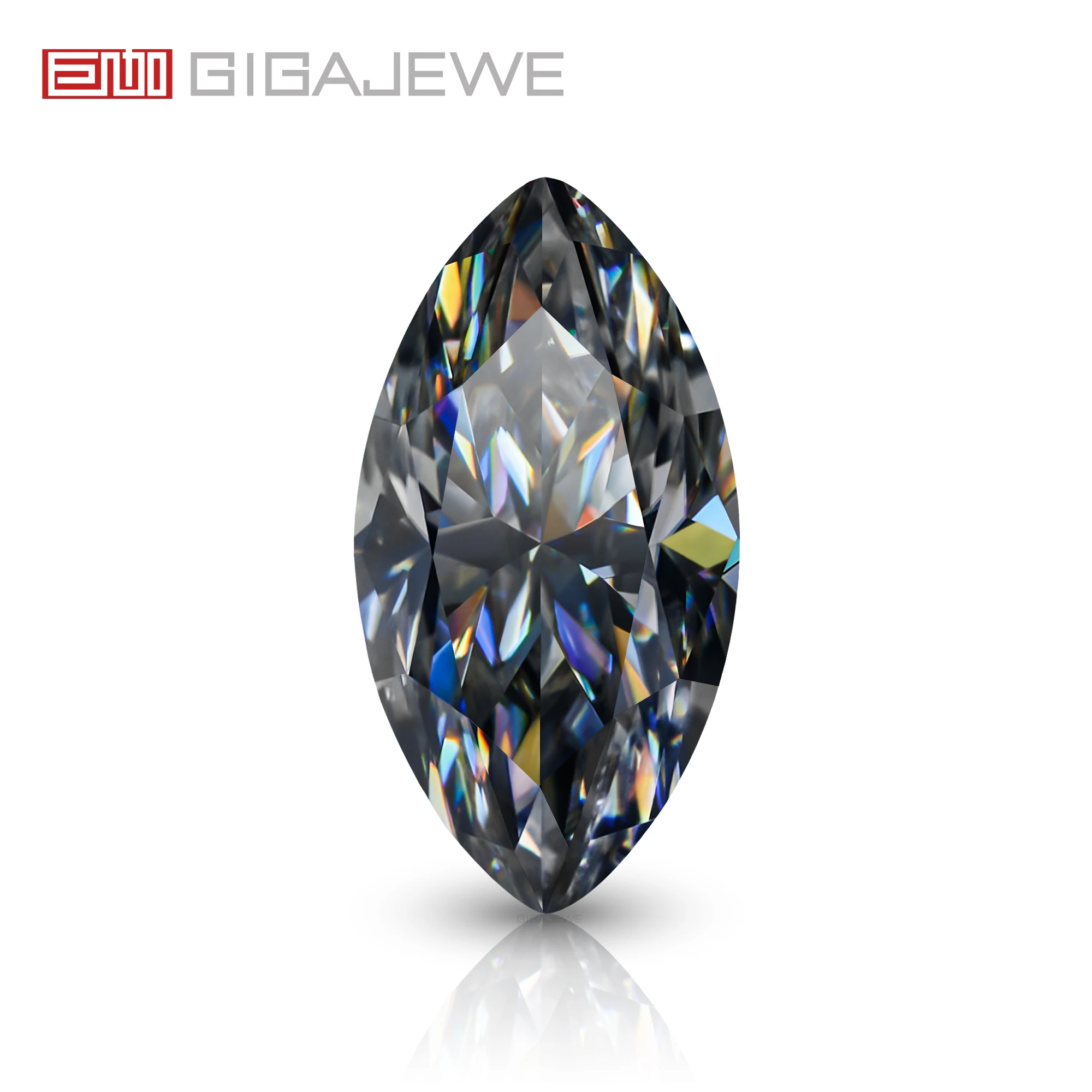 GIGAJEWE Moissanite Handmade Marquise Cut Gray Color VVS1 PFL-Remium Gems Loose Diamond Test Passed Gemstone For Jewelry Making