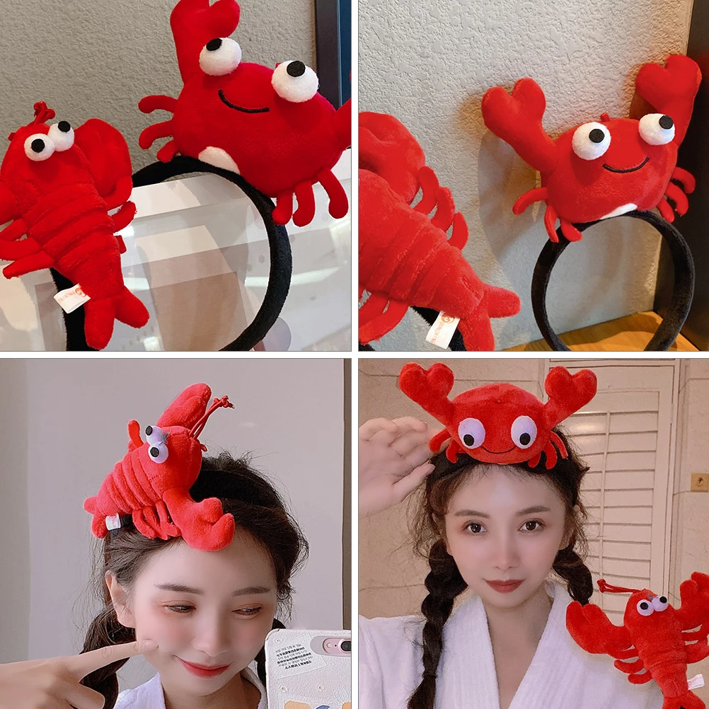 

2pcs Crayfish Headband BBQ Cartoon Headwear Crawfish Hair Hoops Kids Toy Cartoon Headwear Halloween Cosplay Props