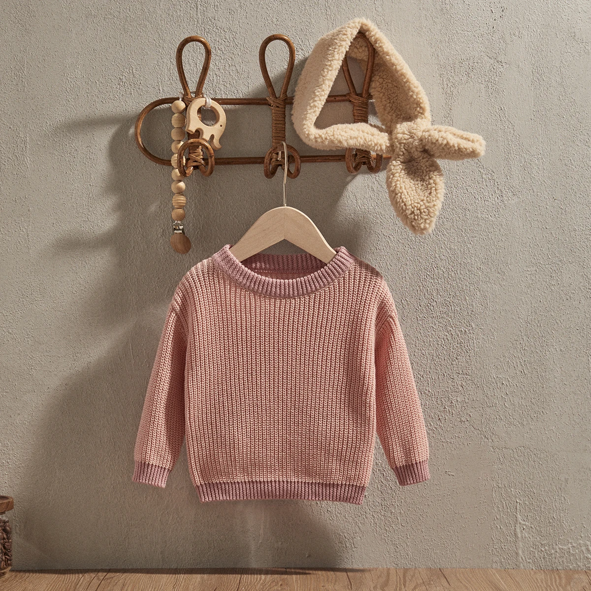 EWODOS Baby Girl Knit Sweaters Cute Loose Long Sleeve Round Neck Contrast Color Pullover Infant Fall Tops Baby Autumn Clothes