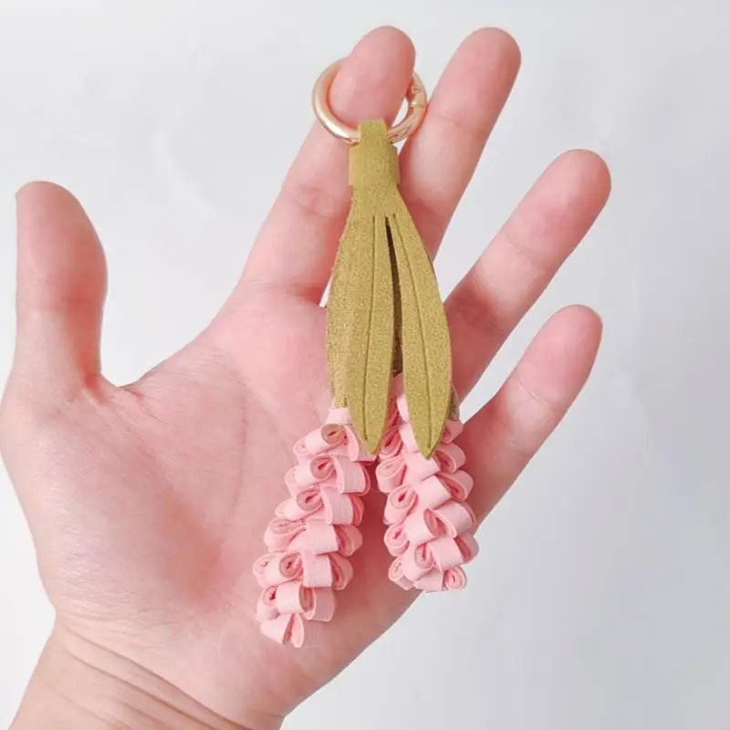 1 Stück Lila Lavendel-Osmanthus-Blumen-Schlüsselanhänger, Niedliches PU-Leder Blumen-Taschenzubehör für Liebhaber/Realistische Blume/Gutes Geschenk – Detail 12