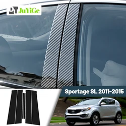Glossy Black Carbon Fiber Window Door Deal B C Pillar Post Cover Sticker For Kia Sportage SL 2011-2015 2012 2013 2014