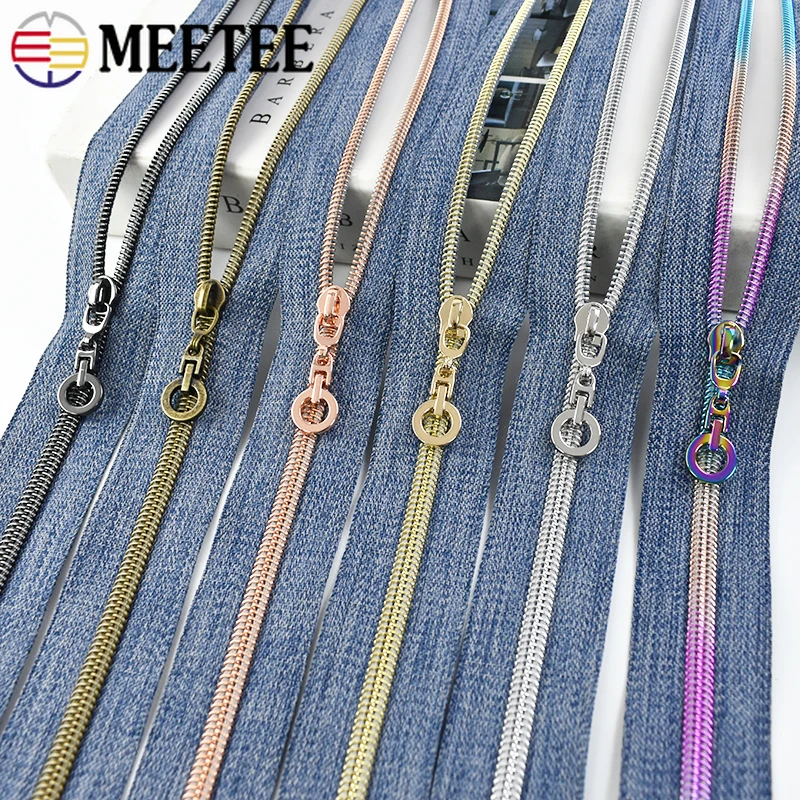 1/2/5M Meetee 5# Nylon Zipper Tape with Zip Sliders Puller Head Bags Clothes Decor Zips Reapirt Kit DIY Sewing Accessories