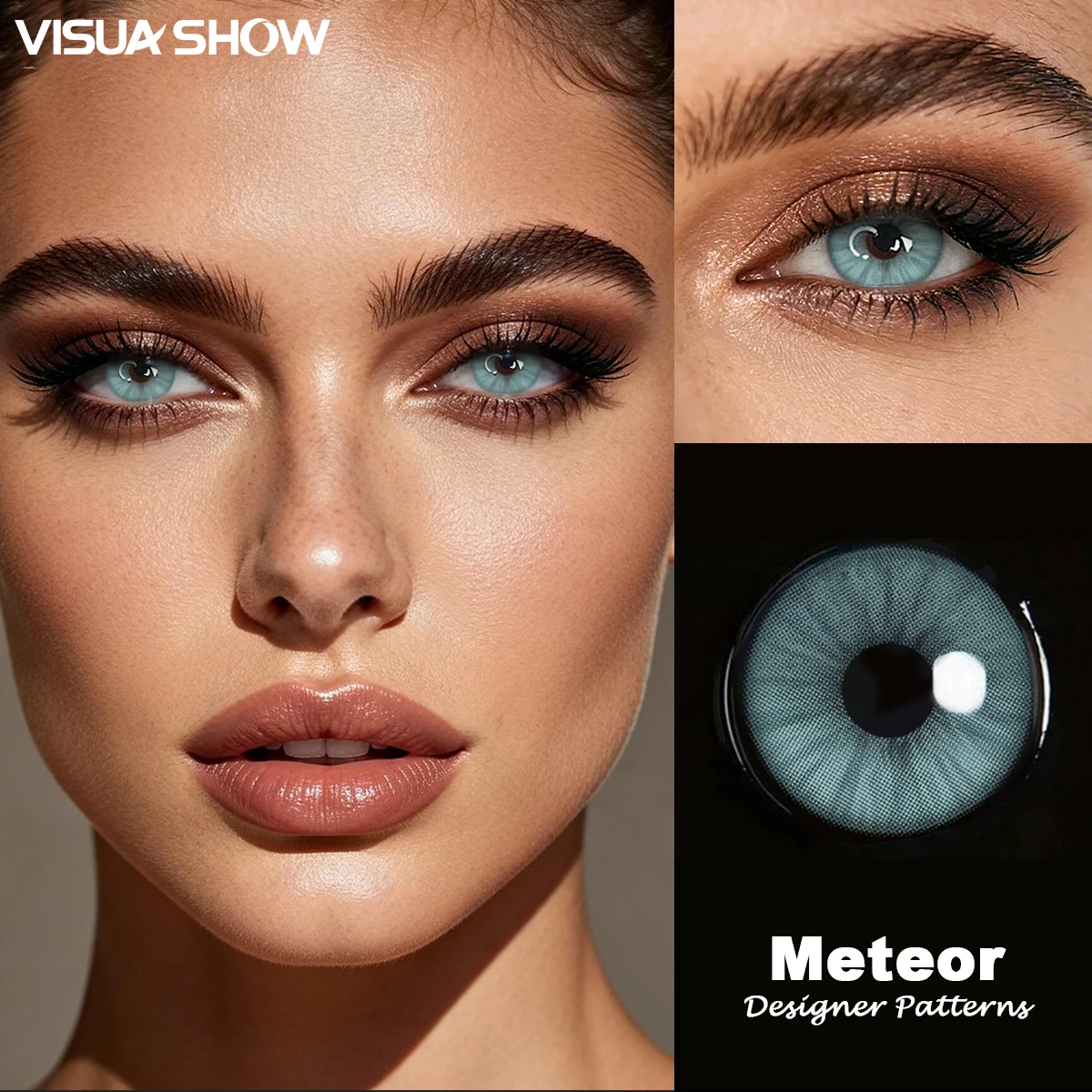 Visuashow Farbige Kontaktlinsen Meteor 2 Stück, Kleine Pupille, Halbjährlich Einweg, Leicht, Glatter Rand, Für Schüler, Tägliches Tragen, Zurück zur Schule, Natürliches aufhellendes Augen-Make-up – Detail 10
