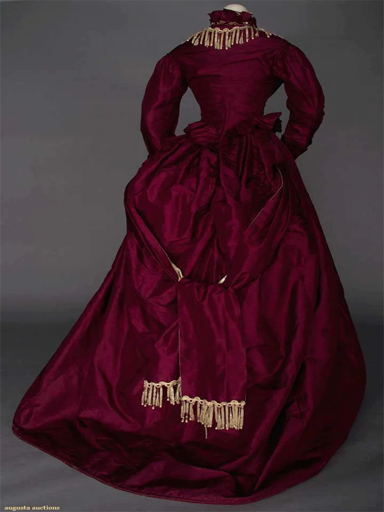1870s Tudor Duchess Red Evening Dress Historical Queen Marie Antoinette Ball Gown Renaissance Victorian Wedding Costume
