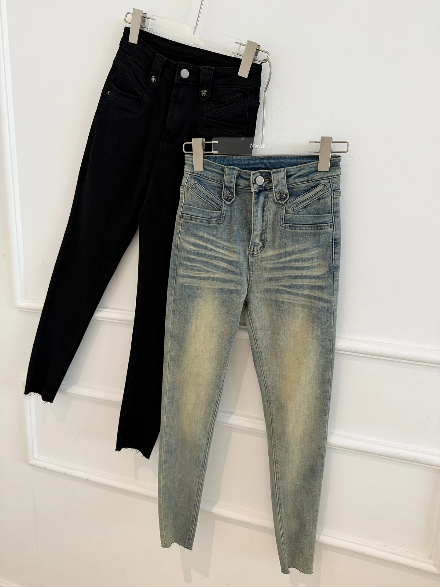 

Original Elastic Slim Fit Jeans Women's High Waist Cotton Stretchy Meysikim ME1082 Spring 2026 Fashion Ladies' Denim Pants