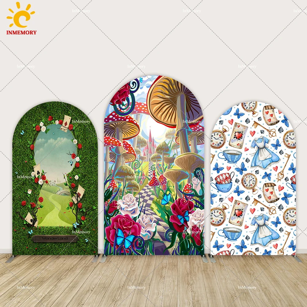 Kartun Alice In Wonderland Lengkungan Latar Belakang Penutup 2 Sisi Pesta Teh Bayi Perempuan Ulang Tahun Balon Lengkungan Berdiri Bingkai Pesta Chiara Dinding