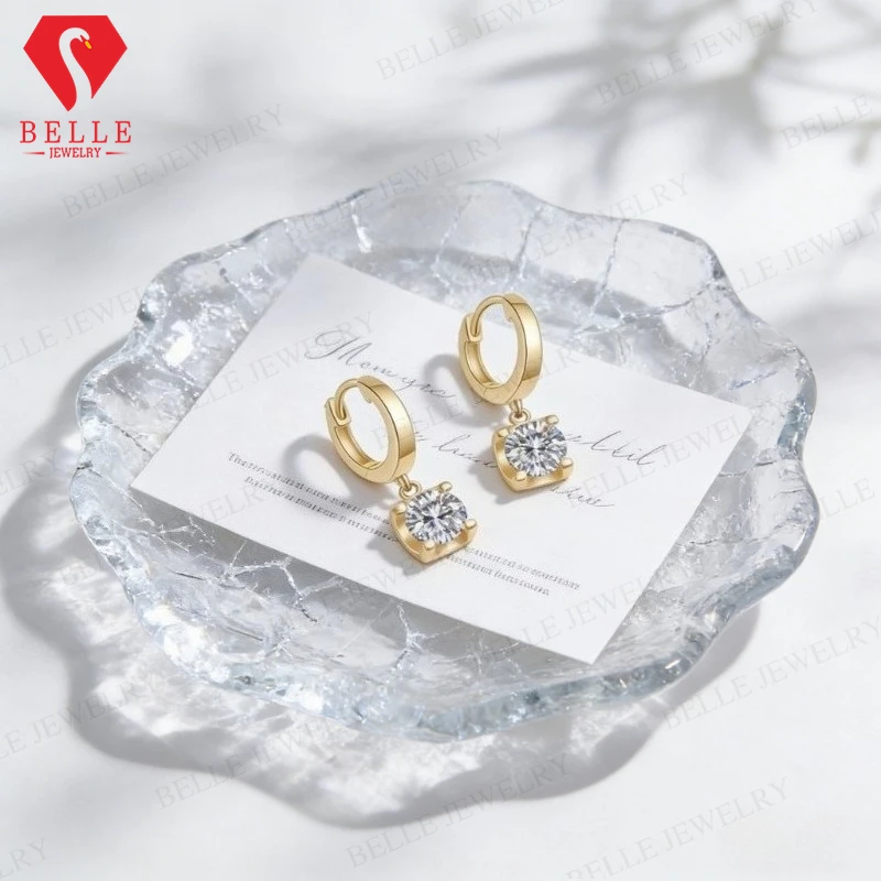 

Серьги из стерлингового серебра 925 пробы с муассанитом 1/2 карата, цвет D, чистота VVS1, круглая бриллиантовая огранка, изысканные ювелирные изделия, подарок для женщин на годовщину, свадьбу