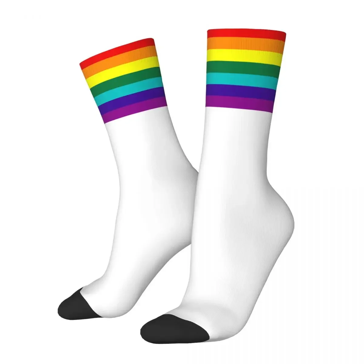 

Happy Funny Fashion Male Men Socks Novelty 7 Stripes Rainbow Pride Flag Basketball Socks Sport Women Socks Spring Summer Autumn