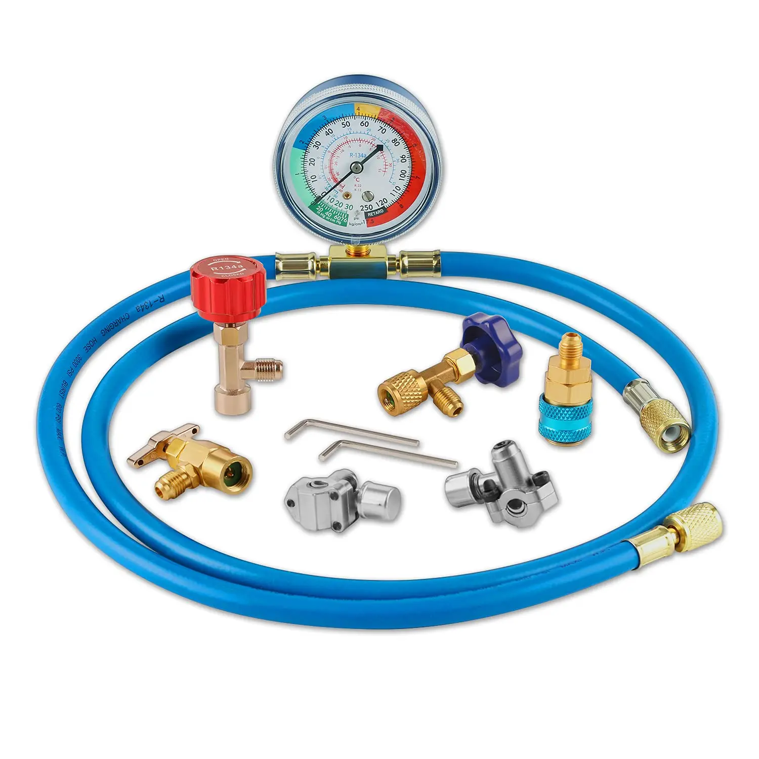 

Комплект для заправки фреона для холодильника A/C R134A с пирсинг-клапаном, пирсингом и самозапечатывающимся краном 134A