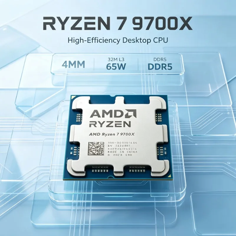 AMD R7 9700X AM5 CPU 8‑Core 16‑Thread 4NM Manufacturing 32M L3 65W TDP Support DDR5 PCIe5.0 without fan